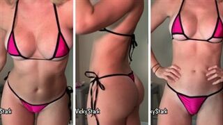 Vicky Stark Youtuber Hot Pink Micro Bikinis Try Video