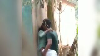 Secretly recorded lovers fucking standing behind the house
 Indian Video