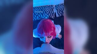 Lovingeli1 Red Head Hoe Giving Deep Sloppy Blowjob in Makima Cosplay Onlyfans Video