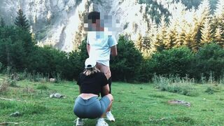 Big Ass Girl Fucked in the forest in standing Doggystyle