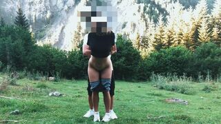 Big Ass Girl Fucked in the forest in standing Doggystyle