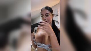 Malejandraq Nerdy Beauty Teasing a Massive Black Dildo on Cam Onlyfans Video