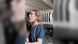 Hot nurse fucked after work in the hospital parking garage.