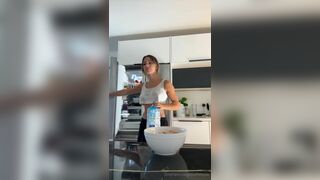 Noelleleyva Exposing Her Tits While Making Her Breakfast Onlyfans Video