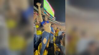 Spanish Babe Lifts Up Her Top And Shake Big Boobs In Public Football Game Viral Video