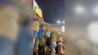 Spanish Babe Lifts Up Her Top And Shake Big Boobs In Public Football Game Viral Video