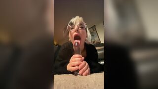 Bigtittygothegg Nerd Blonde Sucking And Pussy Gripping Dildo While Squeezing Boobs Onlyfans Video