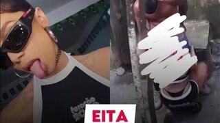 Singer Anitta giving a blowjob in the favela