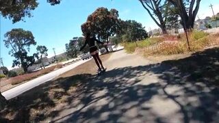 Hot Teaser – Mini Skirt Pussy Flashing Ass out Longboarding!