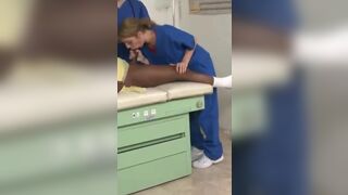 Nurse getting caught sucking bbc in the examination room.