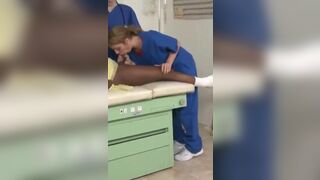 Nurse getting caught sucking bbc in the examination room.