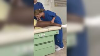 Nurse getting caught sucking bbc in the examination room.