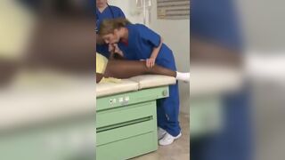 Nurse getting caught sucking bbc in the examination room.