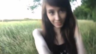 Skinny teen babe masturbation in nature