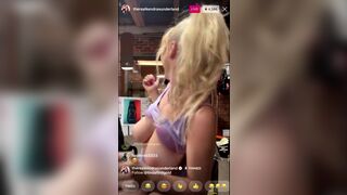 Instagram Model Get Horny During Live Stream And Suck A Black Dildo While Her Tit Out