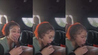 RicanSoaked Give BBC Blowjob In The Car Backseat