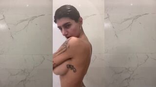 Mia Khalifa Busty Nude Shower Topless Teasing Video Onlyfans