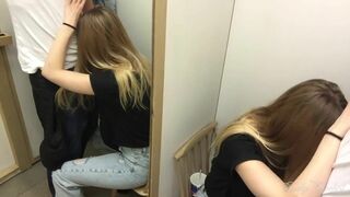 Risky Sex and Blowjob in the Changing room - Almost caught