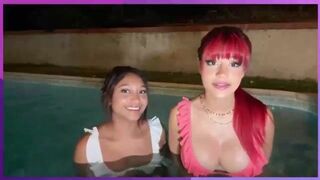 Woahhannahjo Lesbian Porno With Hot Asian In The Pool Video