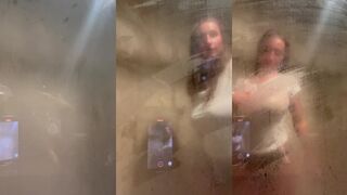 Nnevelpappermann Nude Tease on Shower Glass Video