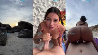 Gigantic booty latina fucking on public beach while people watching