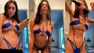 Alena Omovych Blue Swimsuit Nude Tease Leaked Video