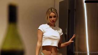 DaisyKeech teasing in lace lingerie in the kitchen.