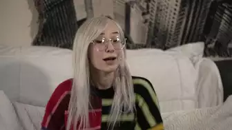 Blonde girl btgefree plays with pink dildo in bathtub.