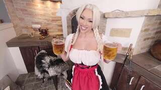 Octokuro Blonde Maid Gives Blowjob and Rides Hard on Bed