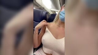 Top Blonde Masturbating On Plane Public Sextape Video Tape