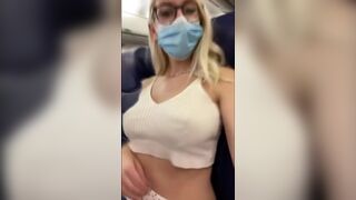 Top Blonde Masturbating On Plane Public Sextape Video Tape