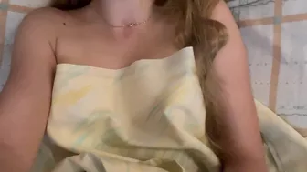 Real morning masturbation of a cute blonde with big natural tits and a perfect body