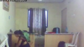 In the government office, the female officer lifted the saree and sat on the dick of the personal assistant.
 Indian Video Tape