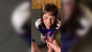 Dva Takes A Big Facial Cumshot After Sucking His Cock(20f OC) [Reddit Video]