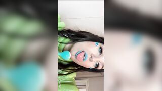 Sexy girl in costume masturbating