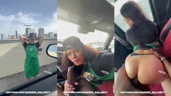 Hooneyydeww Teases BBC Customer in Starbucks Fuck Video