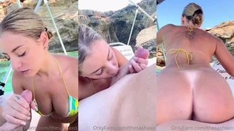 Sharnaxo Beckman excite un pénis sur un bateau public (vidéo de sexe en POV)