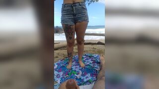 Big ass Girl helps me Masturbate on a Naked Beach