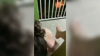 Horny lesbians lick juicy pussy on the balcony for the neighbors to watch