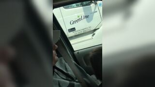 Public blowjob in the car while driving in traffic