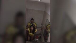 Couple is caught having porn in a public toilet by a stranger