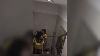 Couple is caught having porn in a public toilet by a stranger