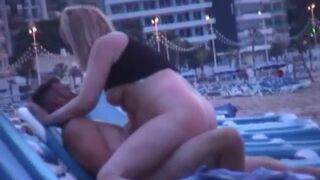 Horny amateur couple caught fucking on a Spanish beach