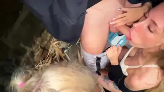 SpiriteMoon And Anastangel Give Outdoor Swapping Blowjobs