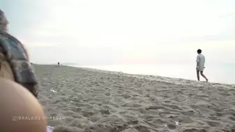 Braless Forever Takes Purple Dildo on the Beach in Public video