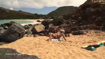 BralessForever Blondie Outdoor Beach Masturbation With Fingers And Naked Sunbathing