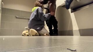 Interracial couple porn in public toilet