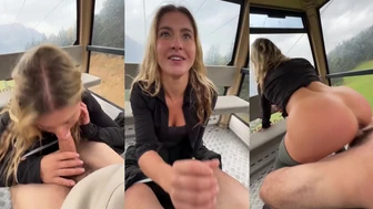 Cocoyogi Gives A Blowjob And Fucks In A Suspended Cable Car