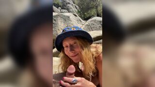 Wonderful oral porn by the rocks outside on a sunny day