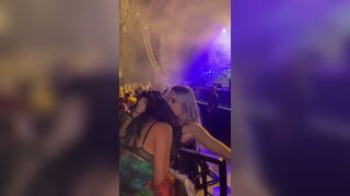 Hot girls sucking boobs at a concert